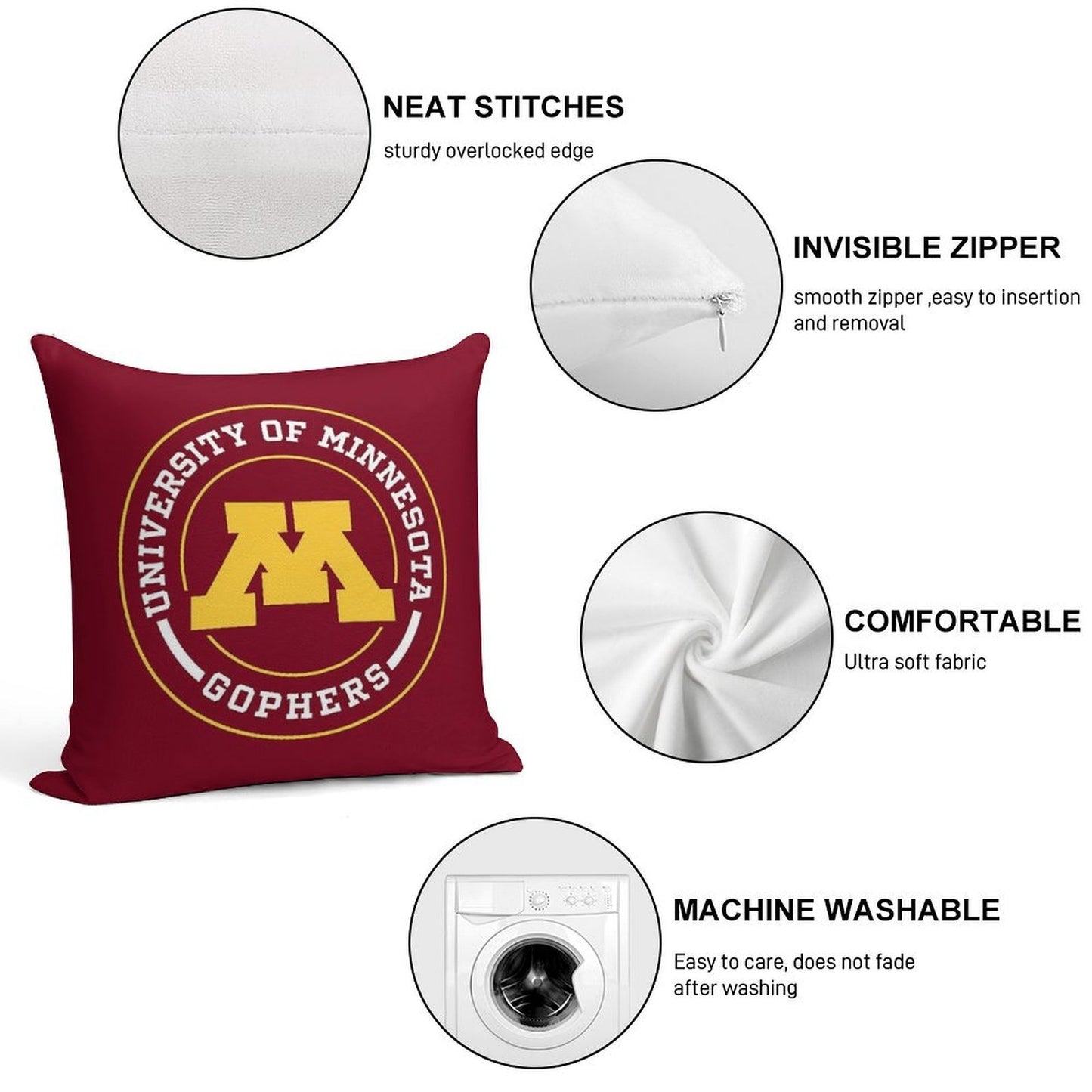 Gophers - Circle Design Soft Ultra-Soft Texture Throw Pillow