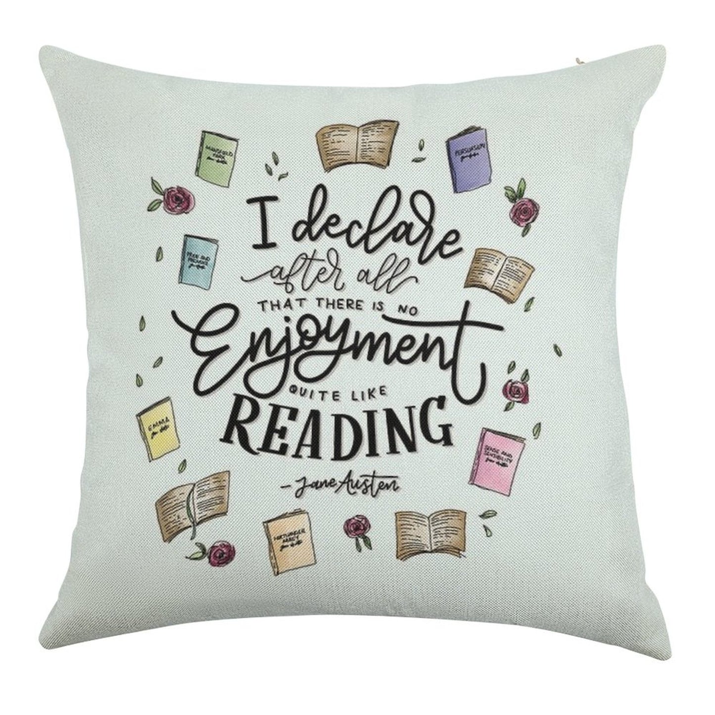 No Enjoyment Like Reading Linen Throw Pillow Cover