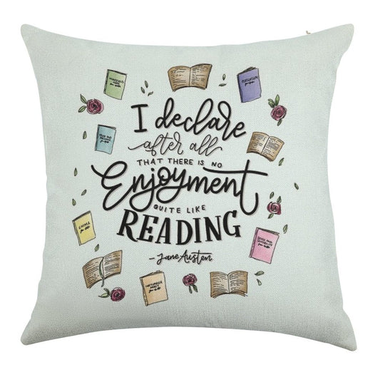 No Enjoyment Like Reading Linen Throw Pillow Cover