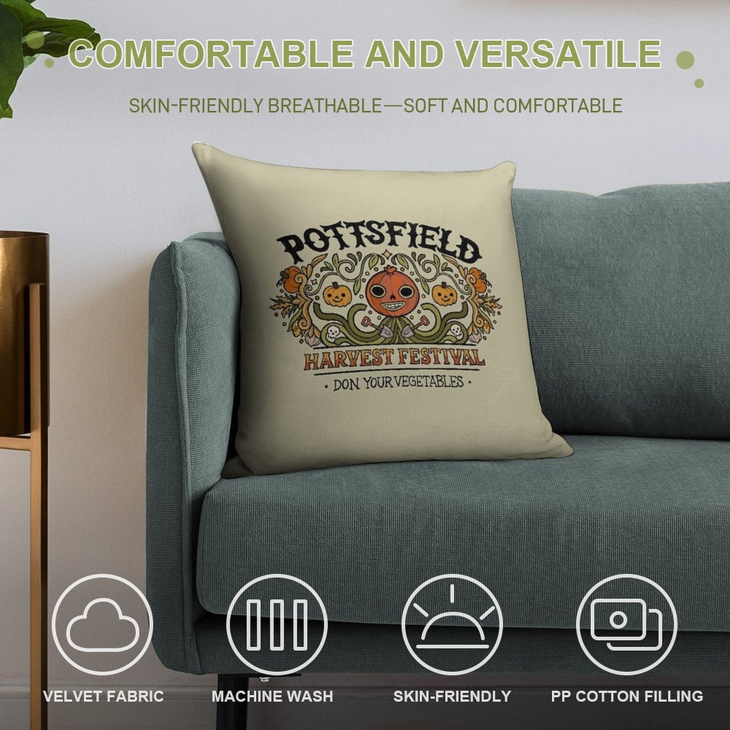 Pottsfield Harvest Festival Soft Ultra-Soft Texture Throw Pillow
