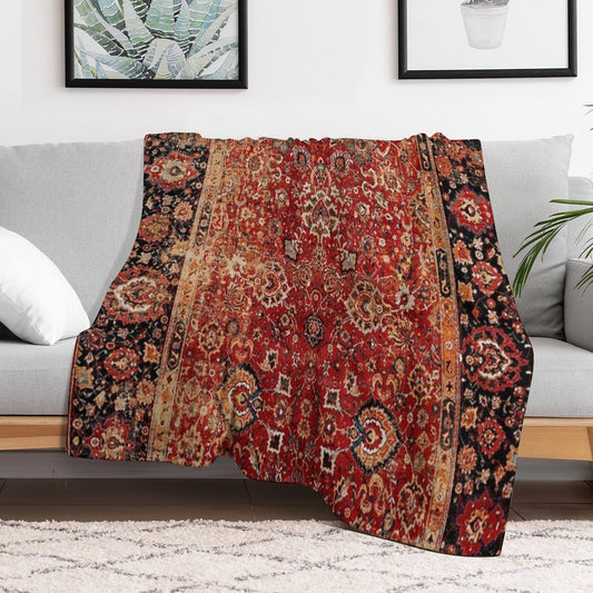 17th Century Afghanistan Rug Print Throw Blanket