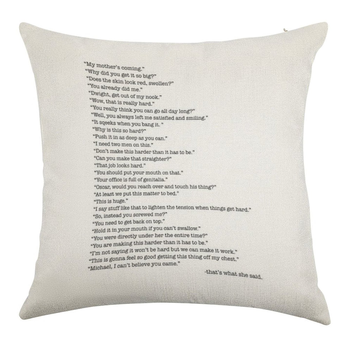 Every That's What She Said From The Office Linen Throw Pillow Cover