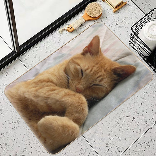 Ginger Cat Sleeping Bath Mat