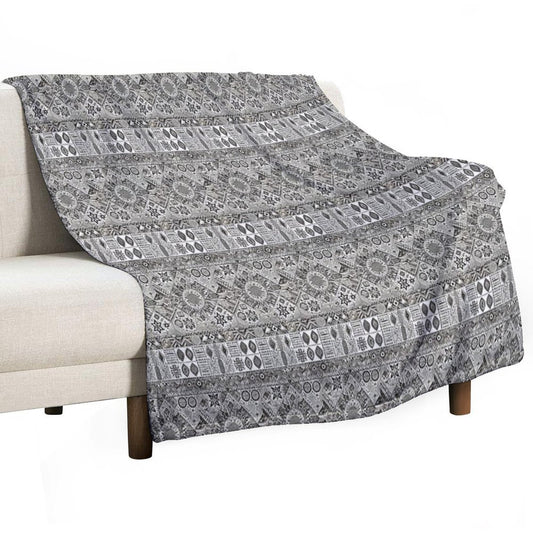 Geometric Tribal Pattern Detailed Monochromatic Art Throw Blanket