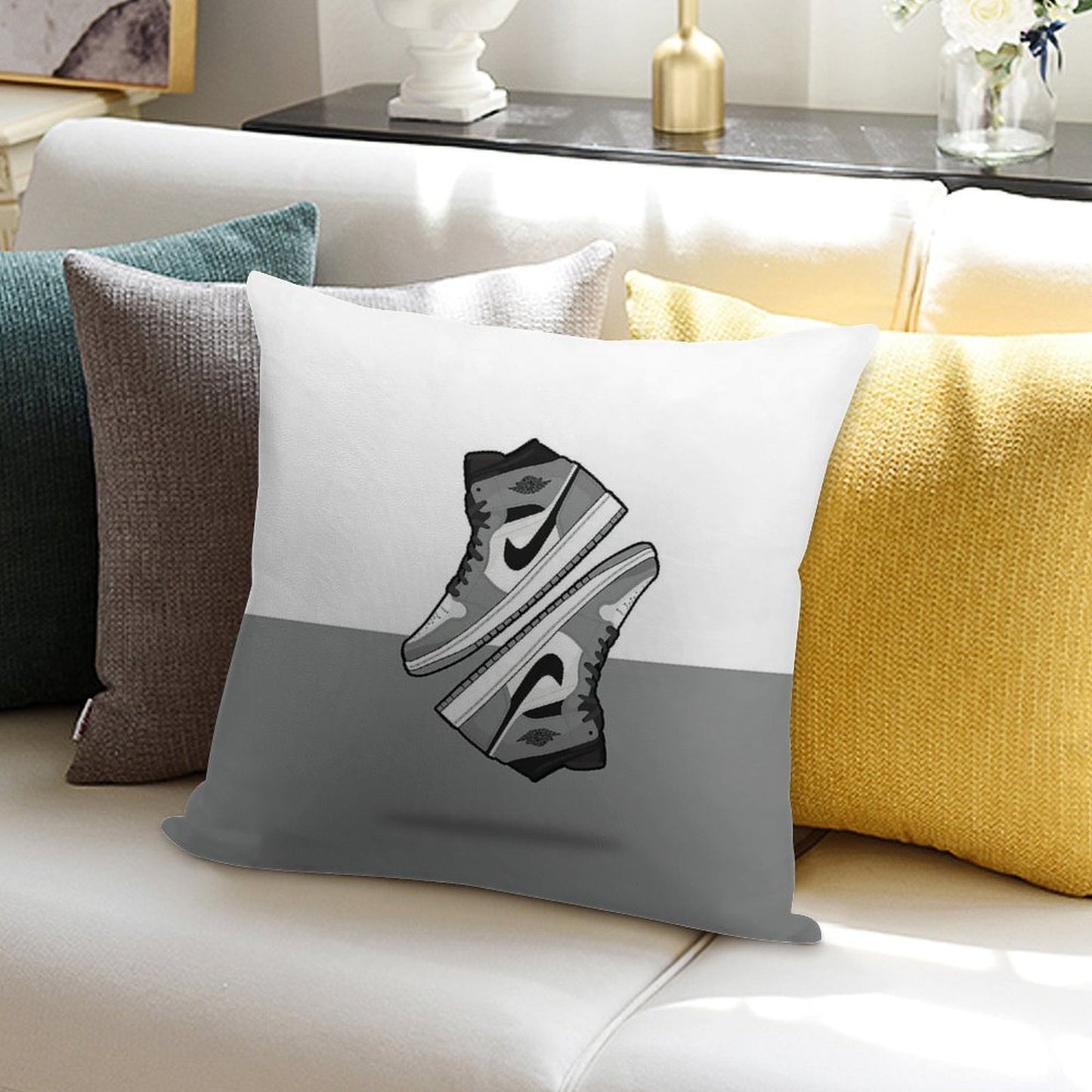 Jordan 1 - Light Grey Soft Washable Throw Pillow