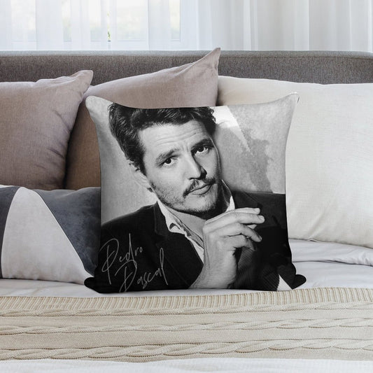Pedro Pascal - BW III Soft Hidden Zipper Throw Pillow