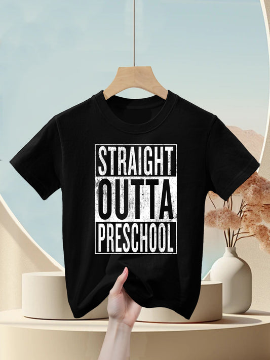 Straight Outta Preschool Pre-school Graduation Funny Cool Kids T-Shirt