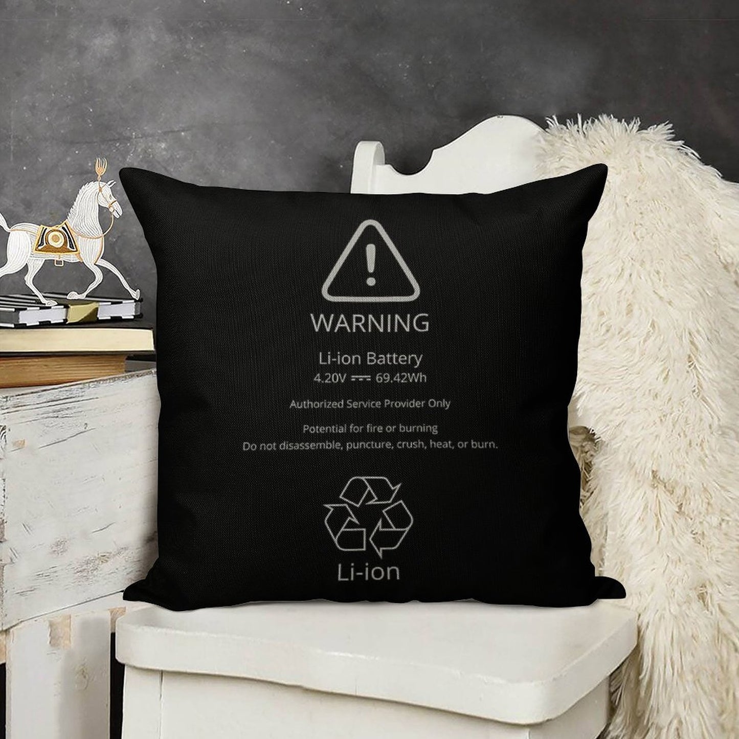 Swollen Battery  Lithium-ion Battery Linen Throw Pillow Cover