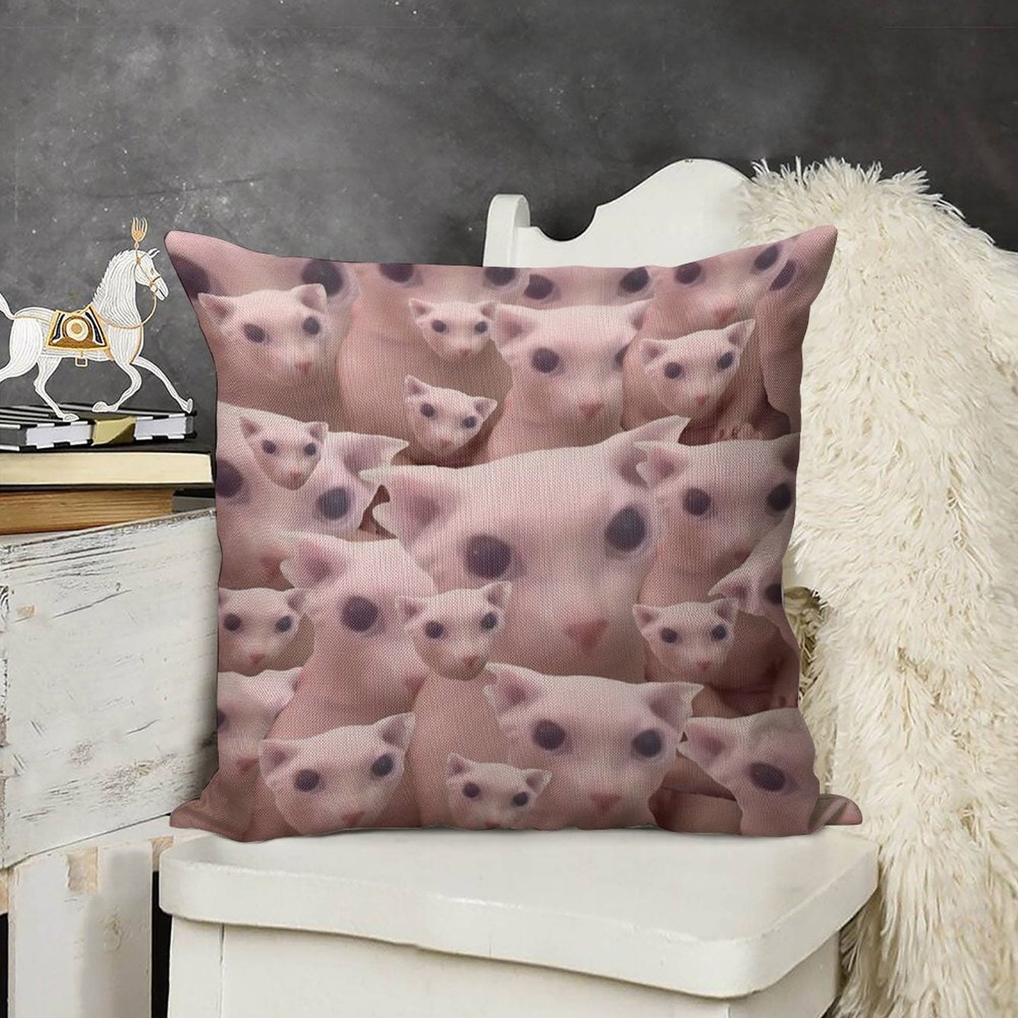 Bingus Pattern Linen Throw Pillow Cover