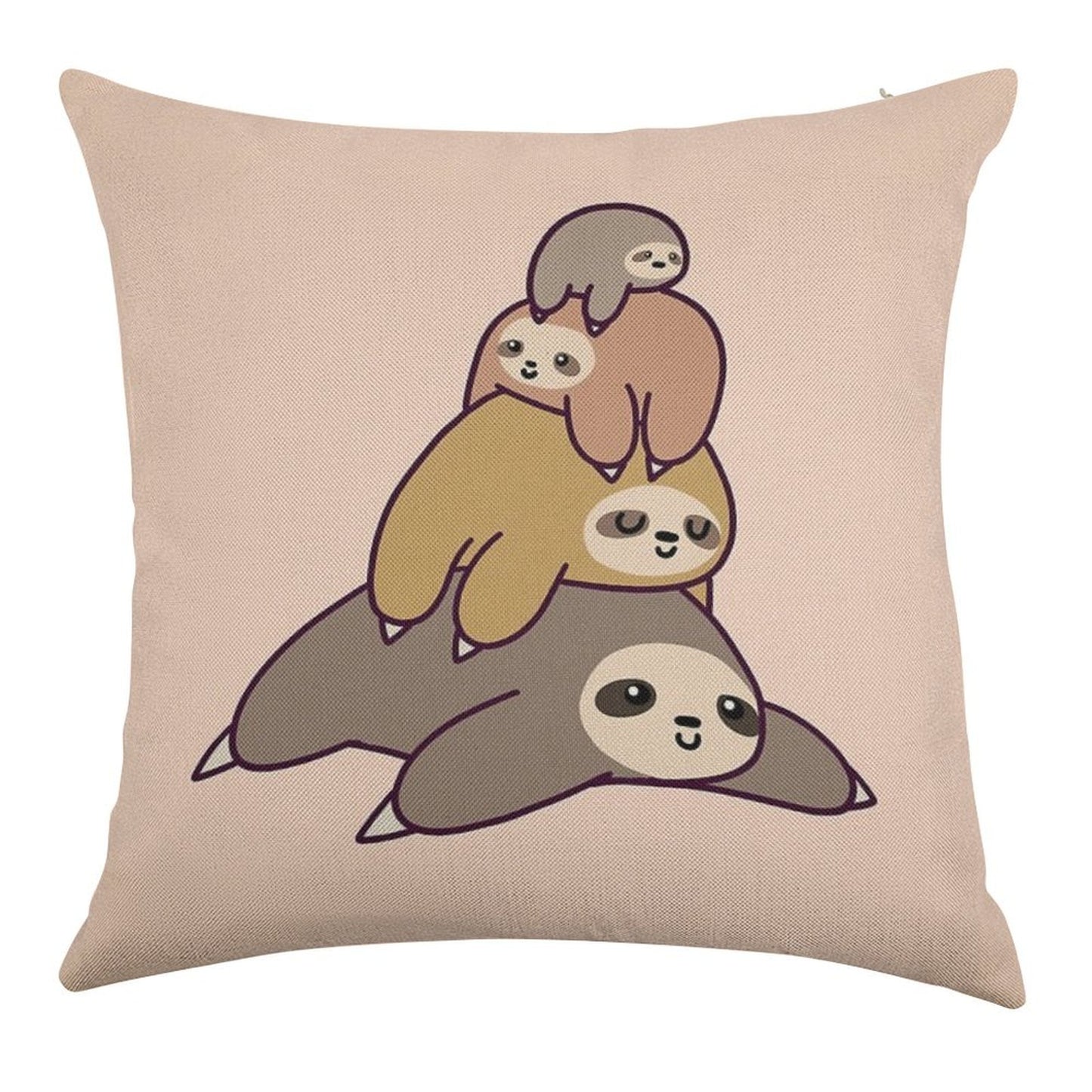 Sloth Stack Linen Throw Pillow Cover