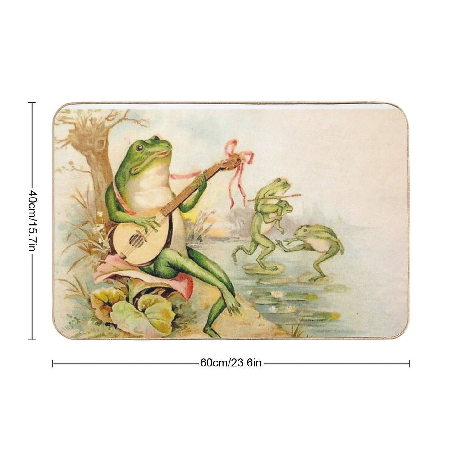 FROG STRUMMING Vintage Abstract Entertainment Print Bath Mat