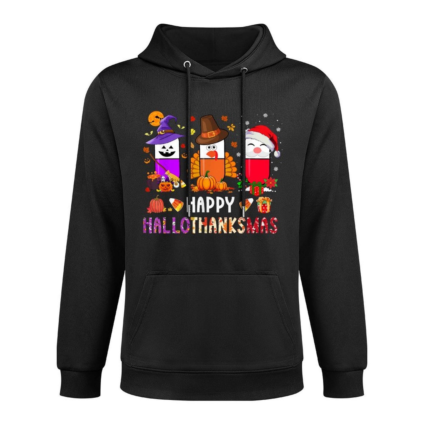 Happy Hallothanksmas Pharmacy PIlls Halloween Christmas Casual Wear Hoodie