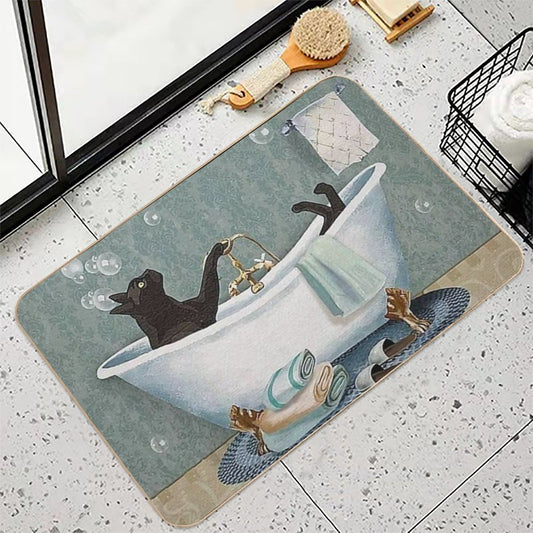Black Cat Soap In Bathroom Bath Mat