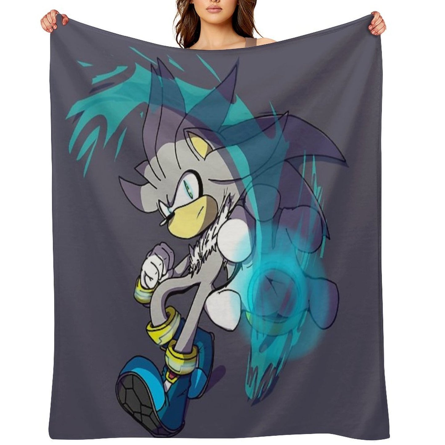 Silver The Hedgehog (Full Color) Throw Blanket