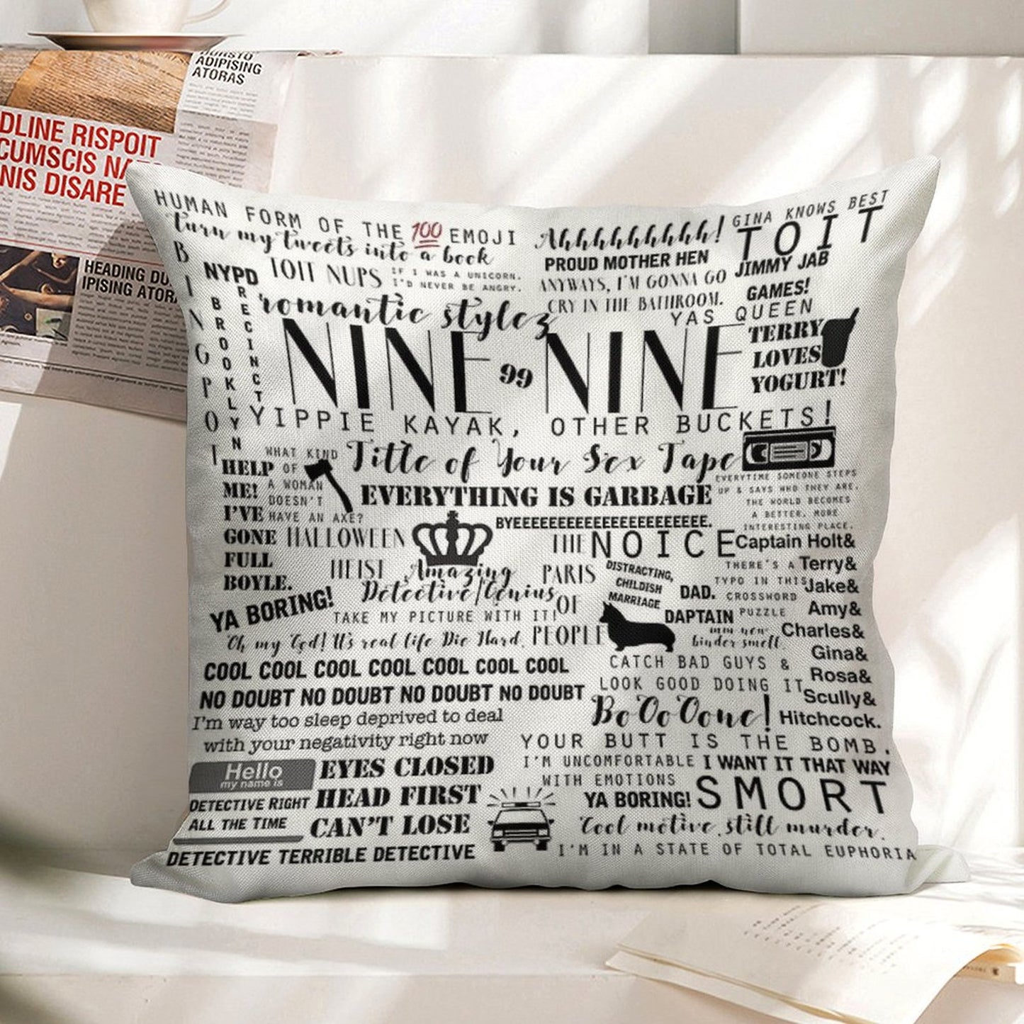 Brooklyn Nine Nine Memorable Quotes Linen Throw Pillow Cover
