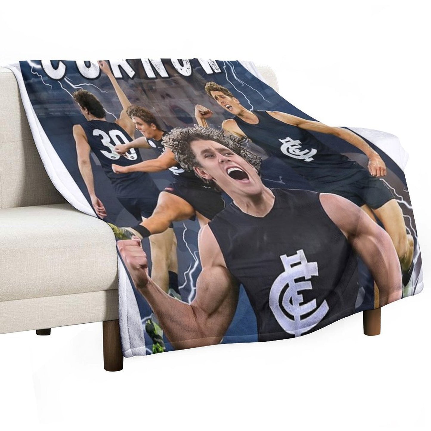 Charlie Curnow Carlton Football Club AFL Player Throw Blanket