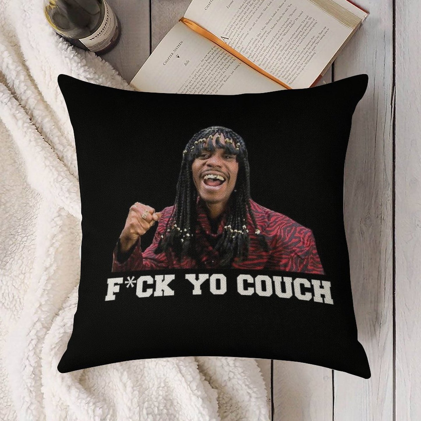 Fck Yo Couch Linen Throw Pillow Cover