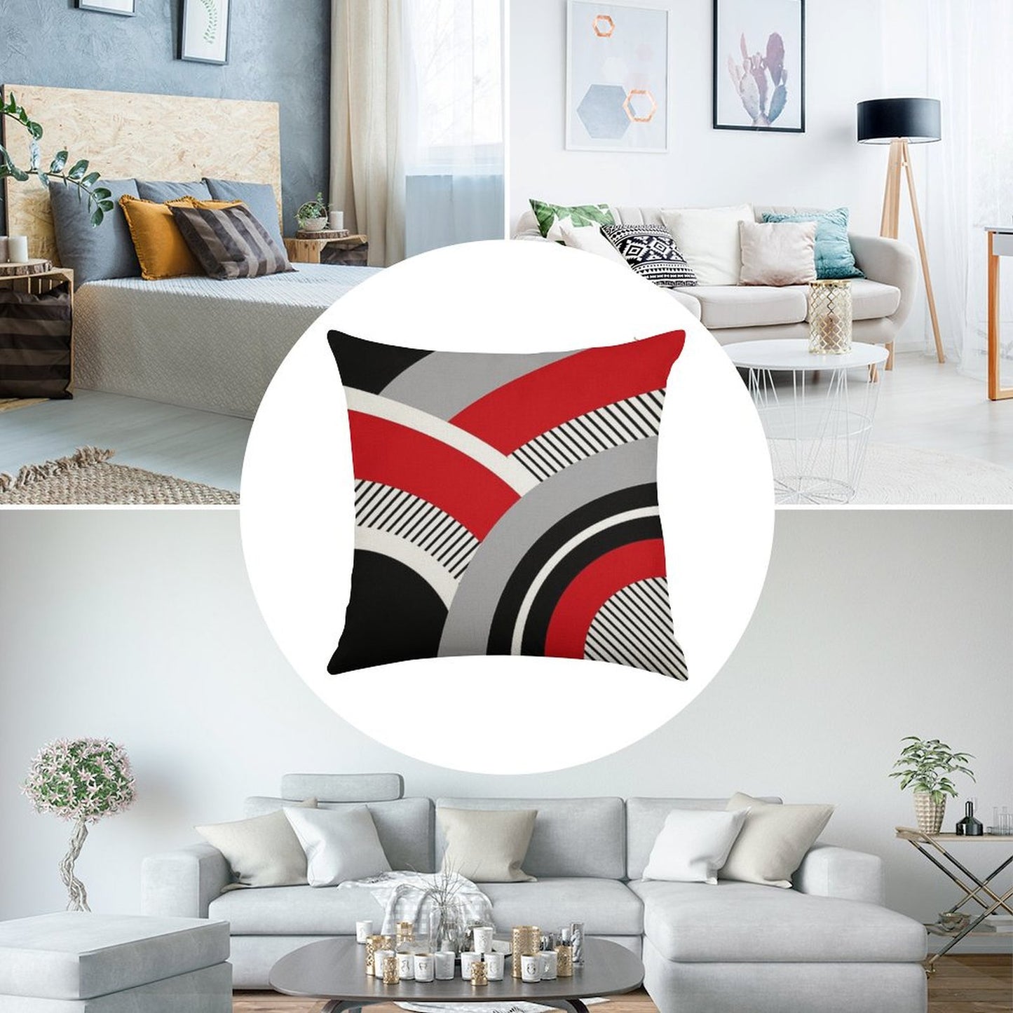 Colorful Geometry Linen Throw Pillow Cover