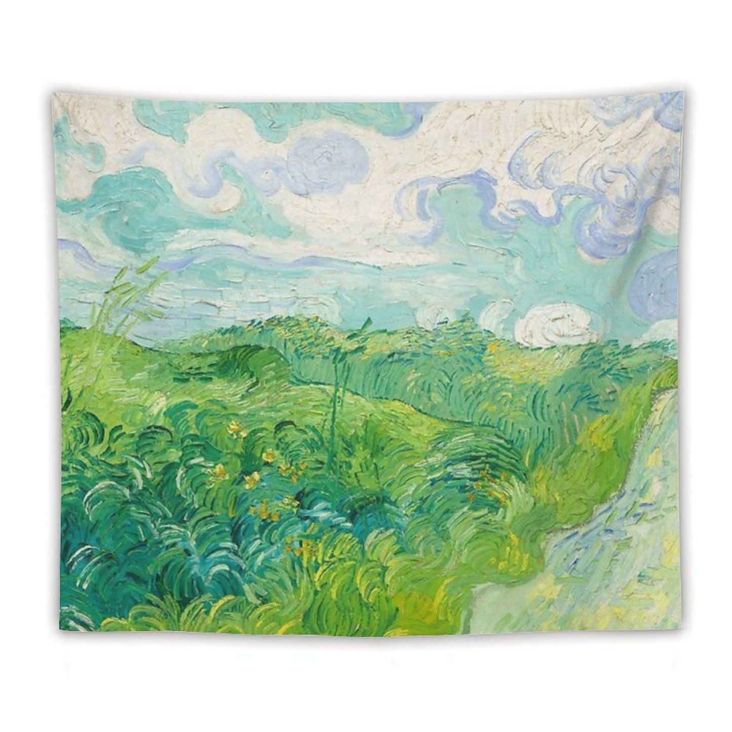 Green Wheat Fields Auvers Van Gogh Fine Art Tapestry