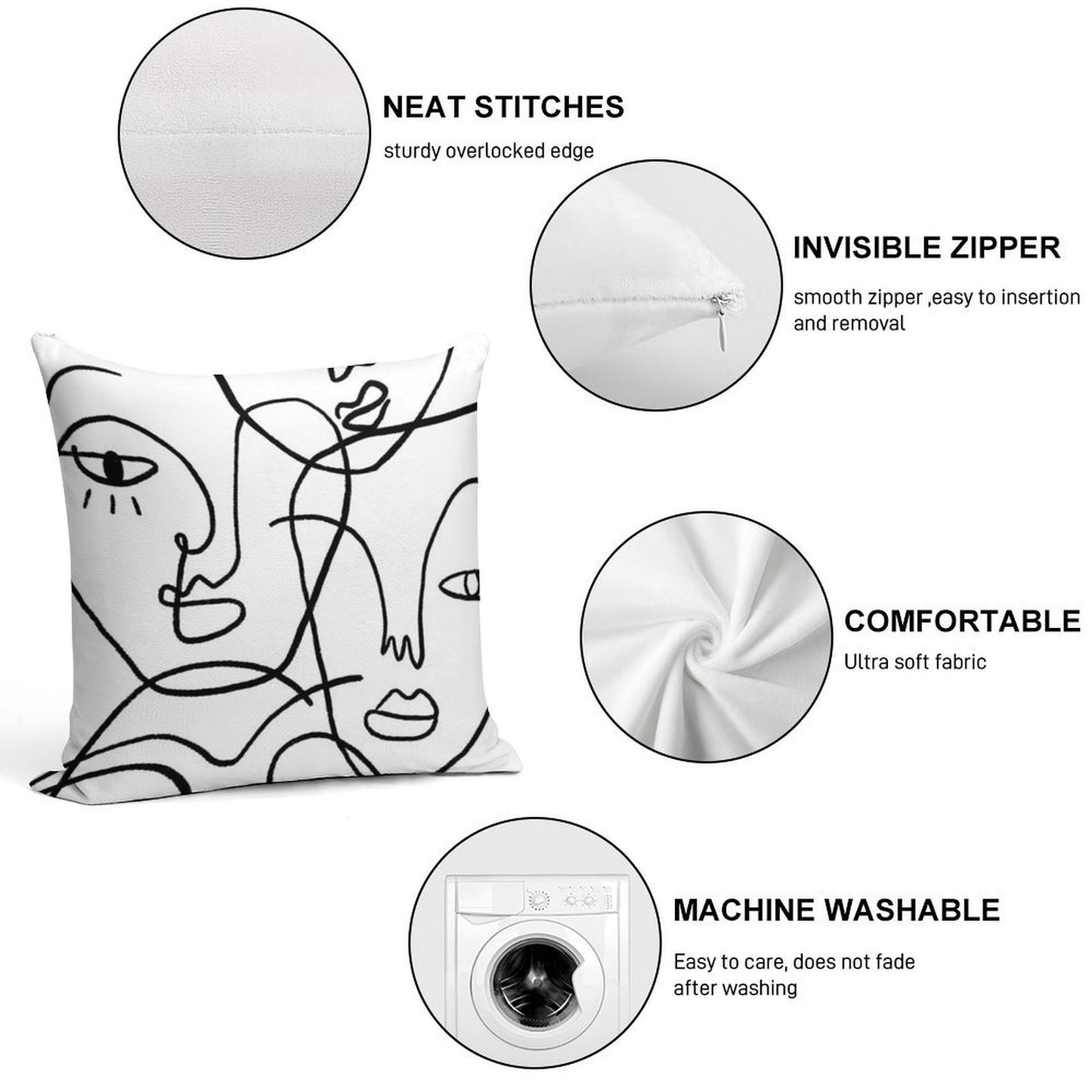 Abstract Faces Soft Easy Maintenance Throw Pillow