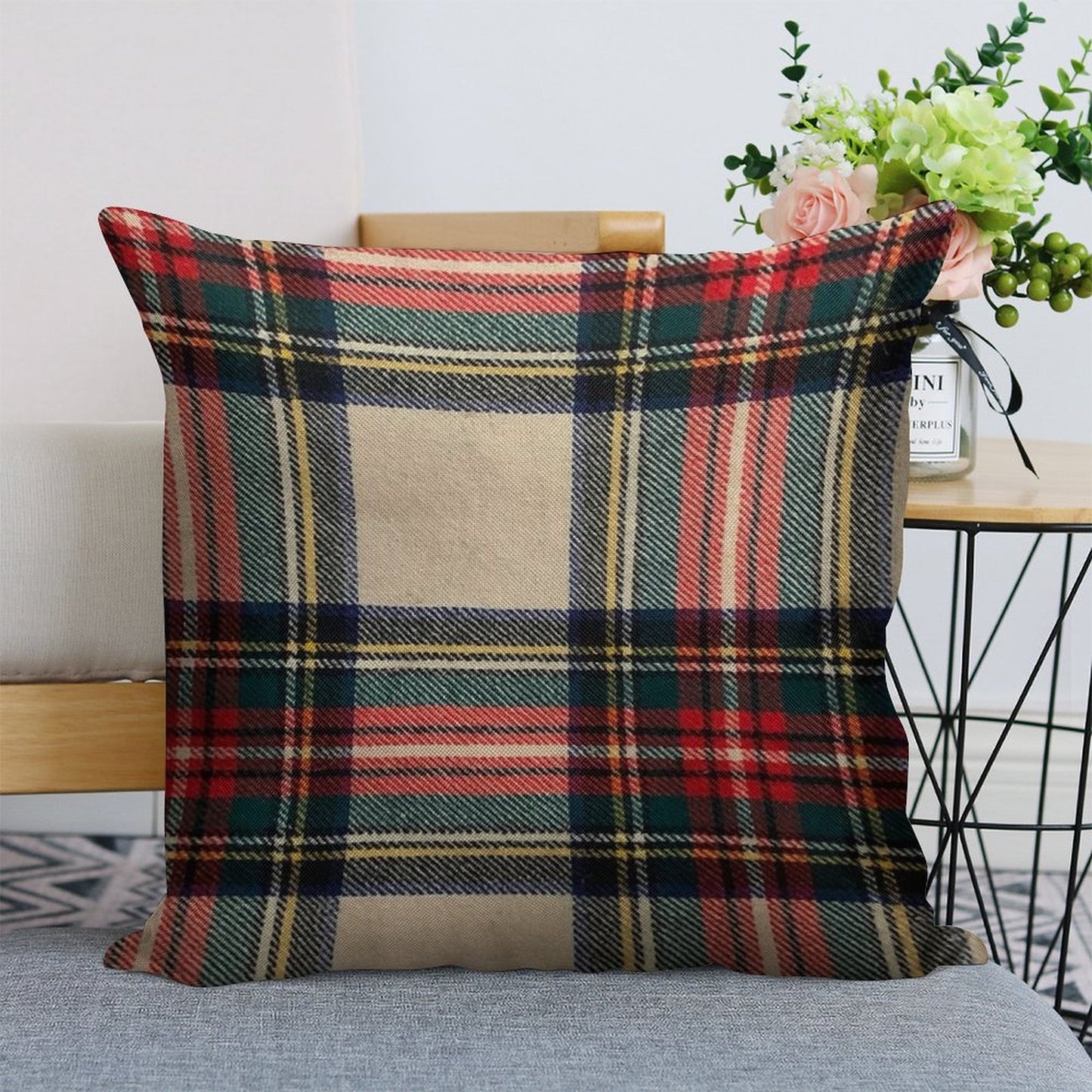 Stewart Dress Tartan - Pattern Linen Throw Pillow Cover