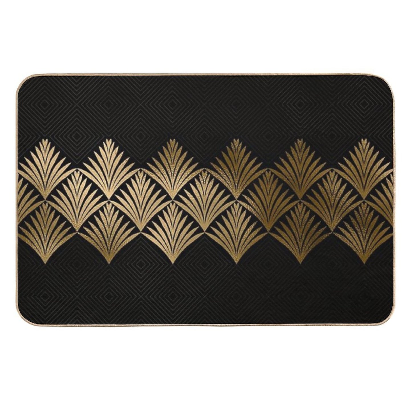 Reims, France Luxueux Black And Gold Hues Art Deco Durable Bath Mat