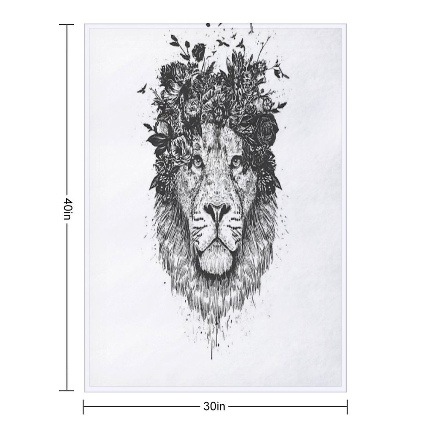 Floral Lion (bw) Throw Blanket
