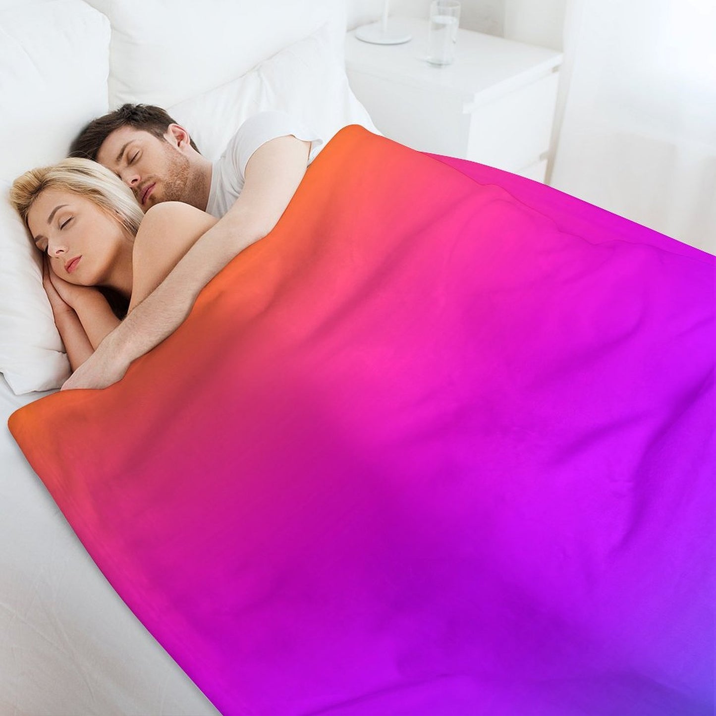 Blue Purple Orange Aqua Ombre Throw Blanket