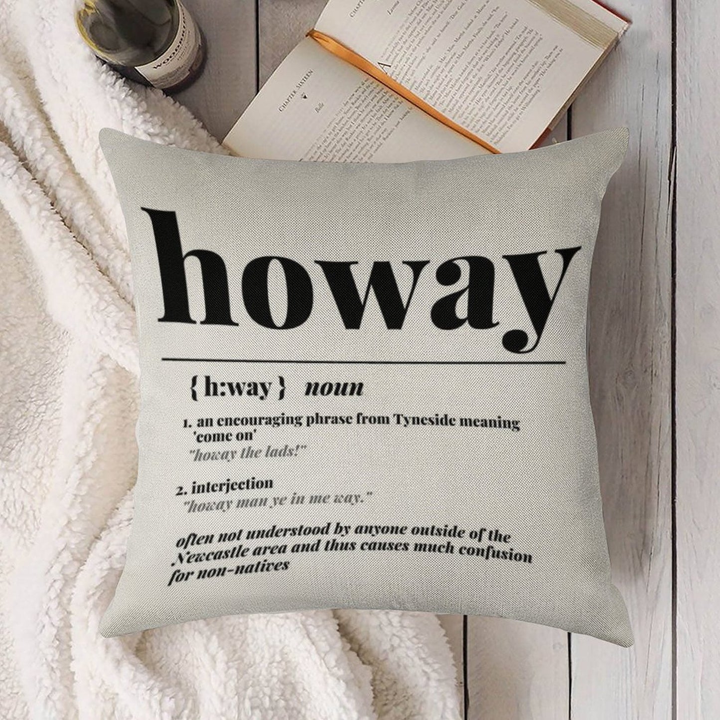 Howay Newcastle City Definition Print Linen Throw Pillow Cover