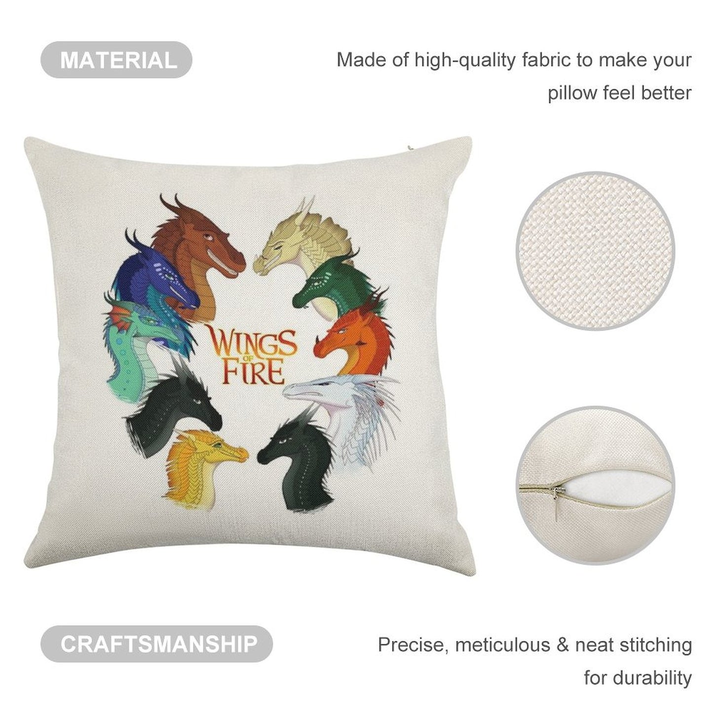 Wings of Fire - All Together Linen Throw Pillow Cover