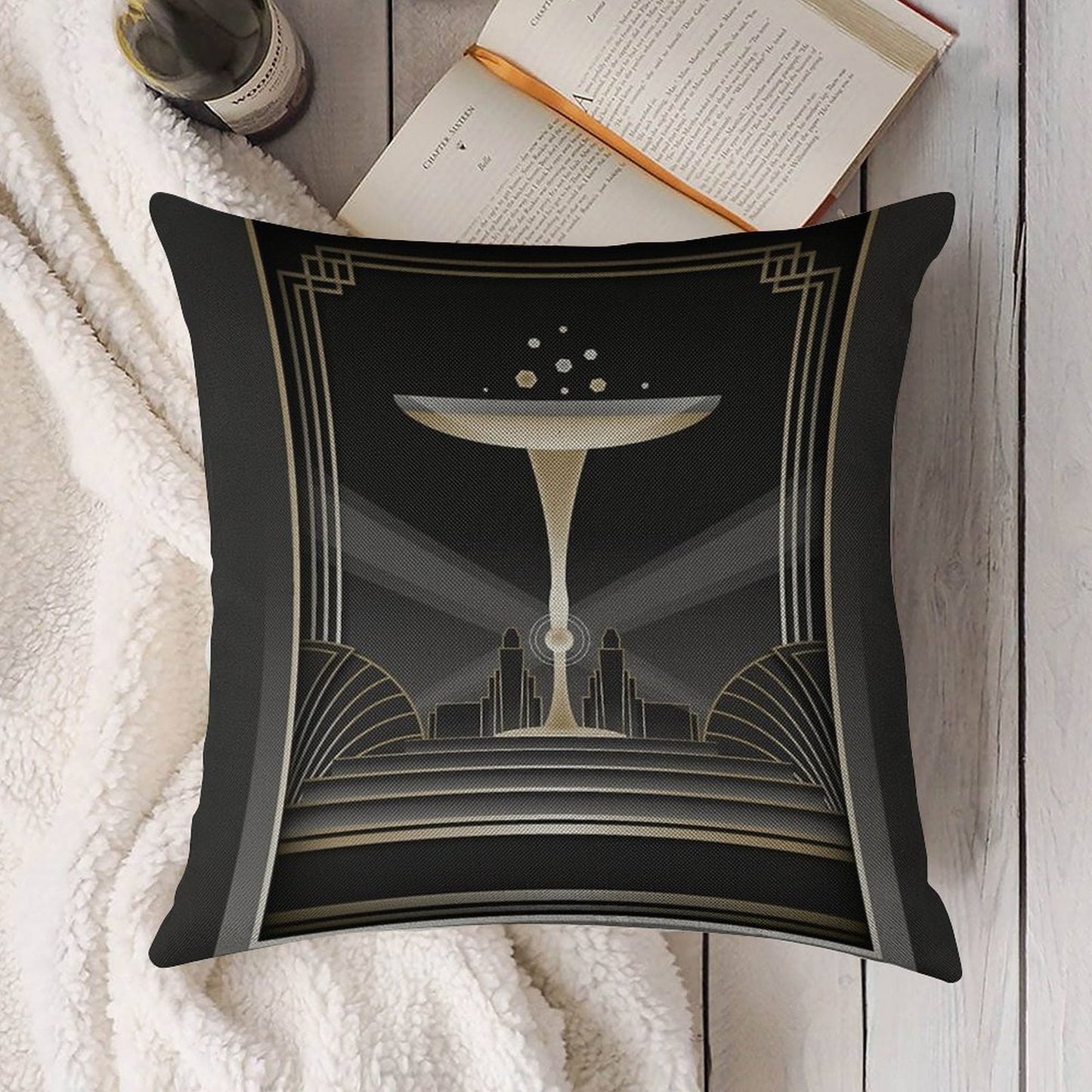 Art Deco Design VI Linen Throw Pillow Cover