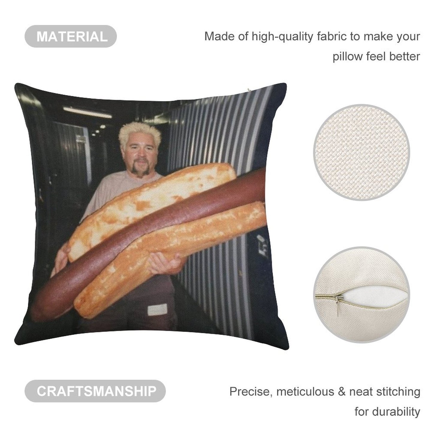 Guy Fieri And His Wieney Linen Throw Pillow Cover