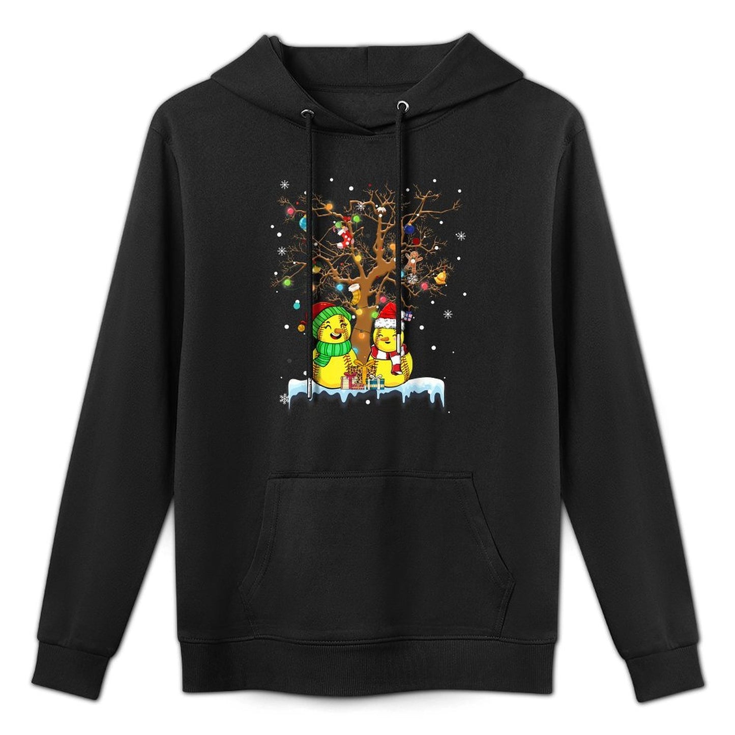 Softball Snowman Christmas Tree Funny Softball Player Pajama Layering Staple Hoodie