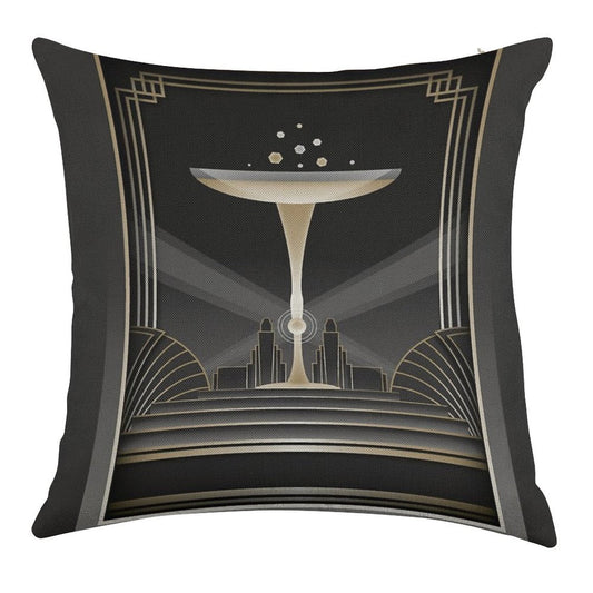 Art Deco Design VI Linen Throw Pillow Cover