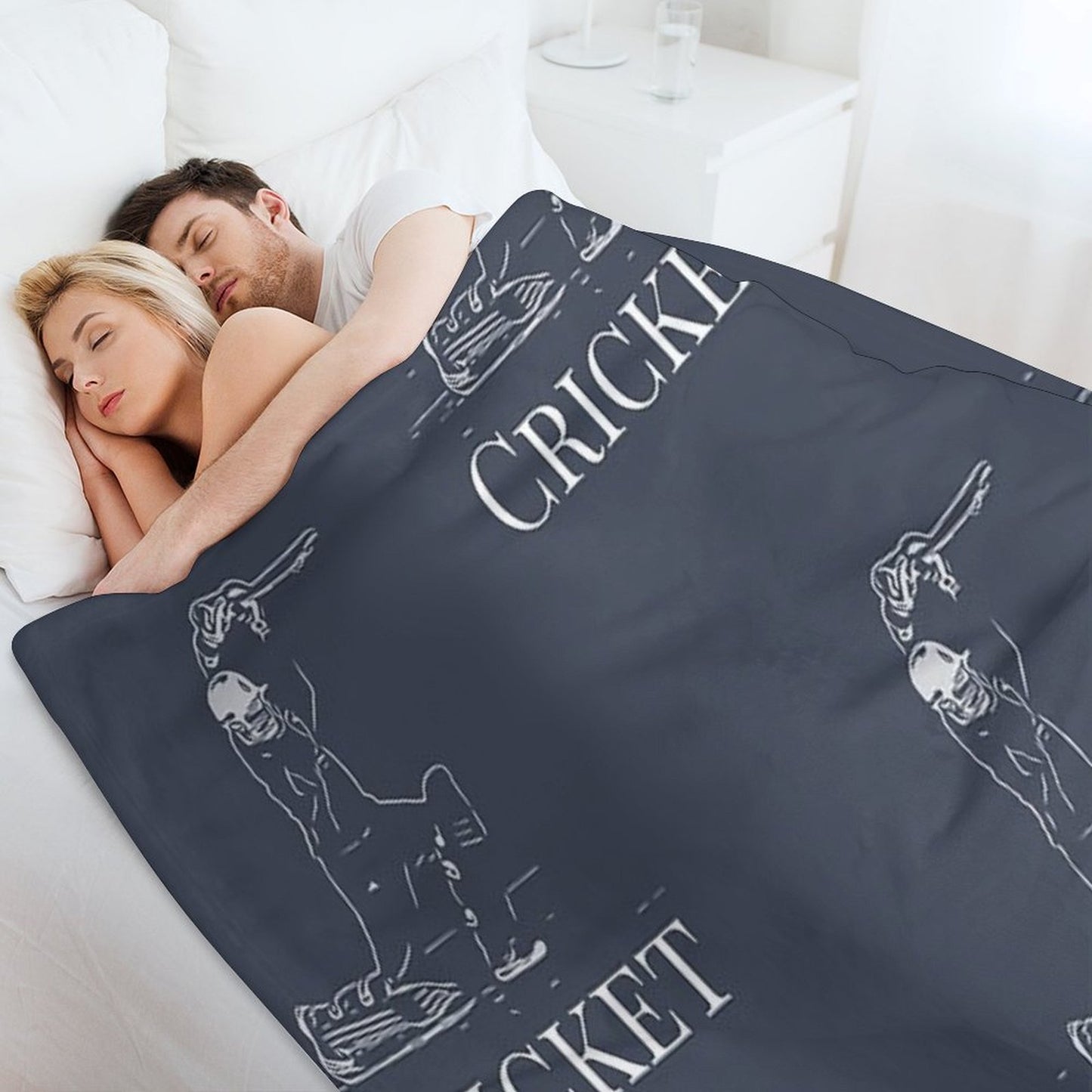 Cricket Batsman Cricketer Design Logo Style Throw Blanket