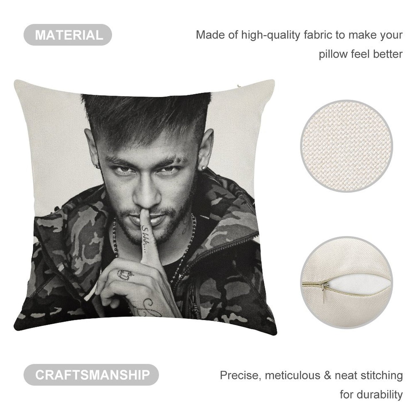 Neymar Art Linen Throw Pillow Cover