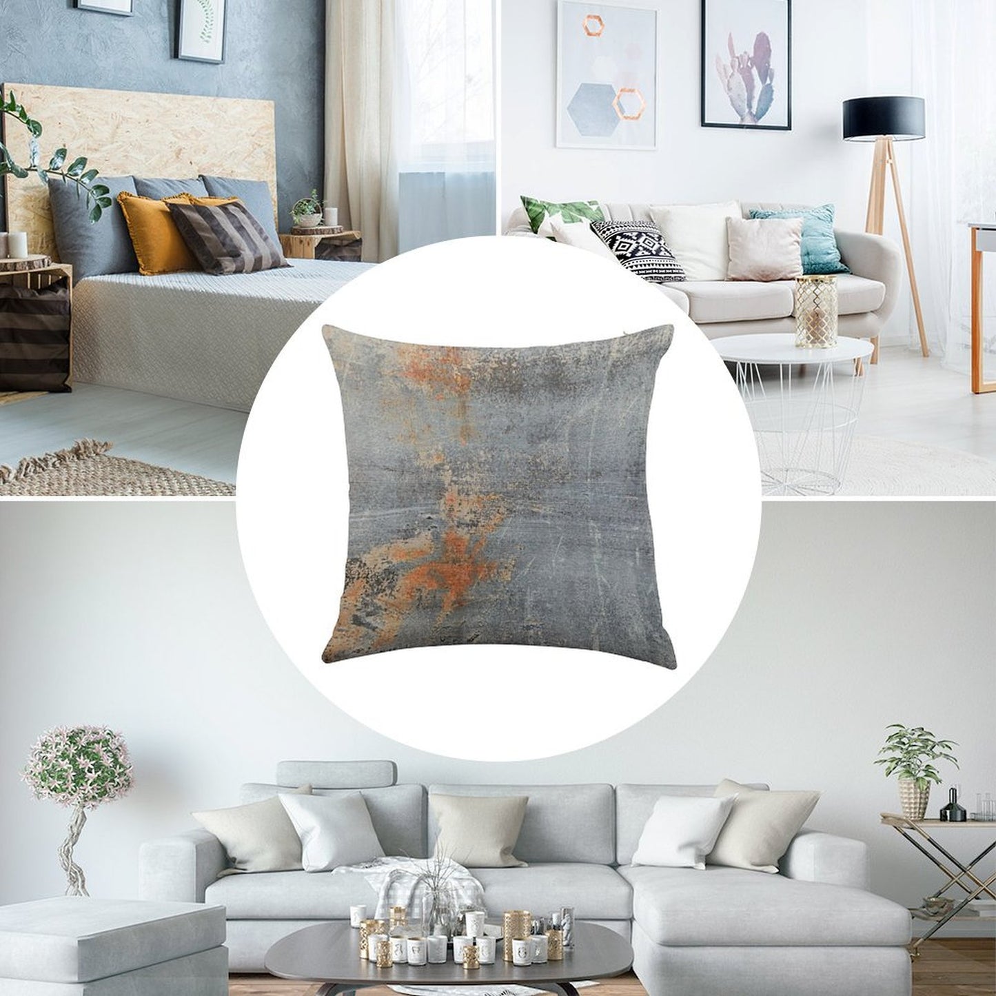 Burn Blue Rust - Alternative II Linen Throw Pillow Cover