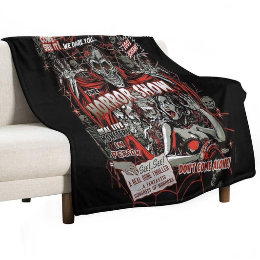 Spook Show Horror Movie Monsters Throw Blanket