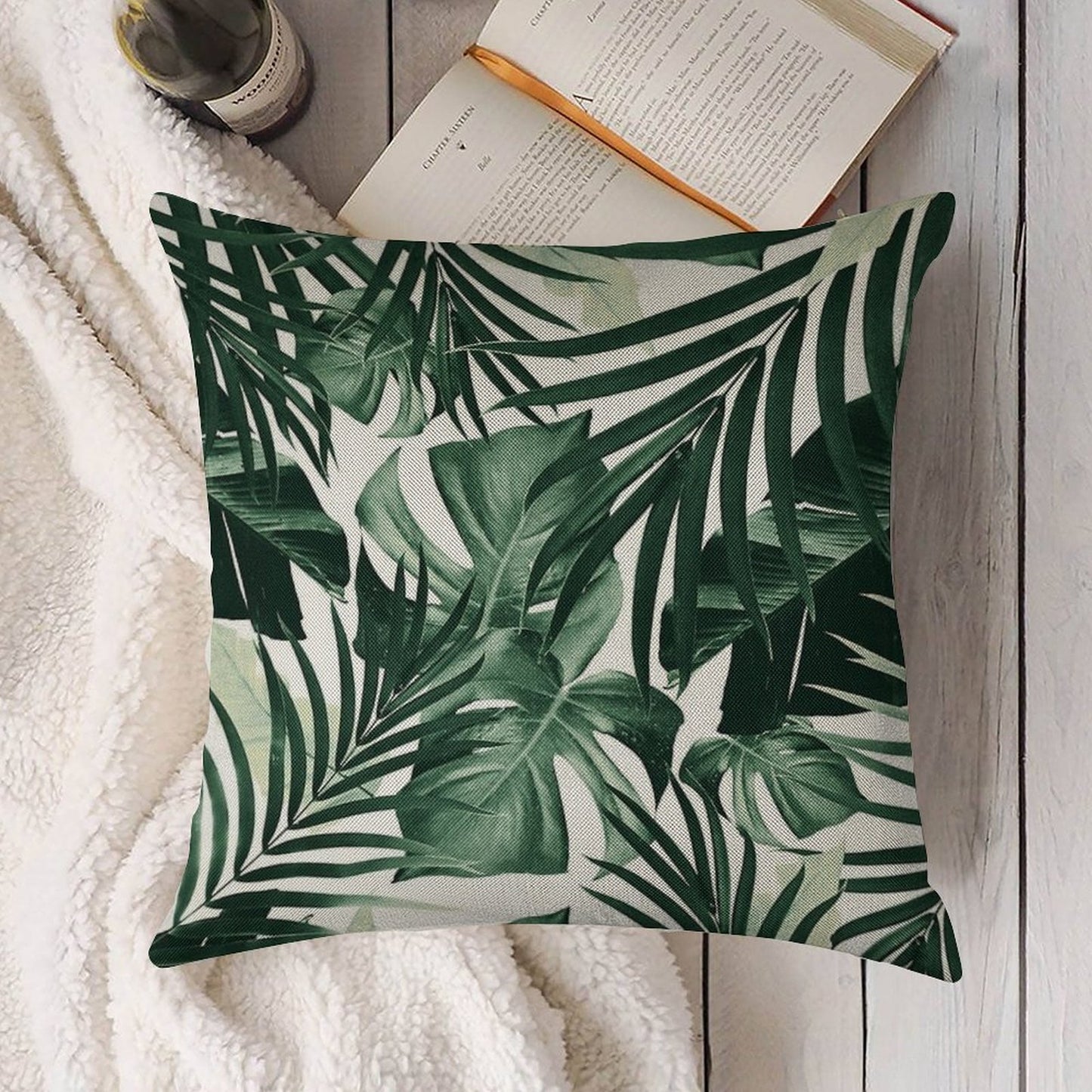 Tropical Jungle Leaves Pattern #4 #tropical #decor #art Linen Throw Pillow Cover