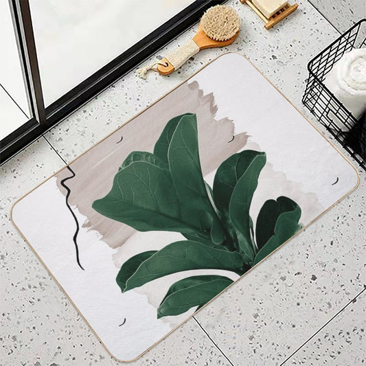 Fiddle Leaf Abstract - Naturelle #1 #minimal #wall #decor #art Bath Mat