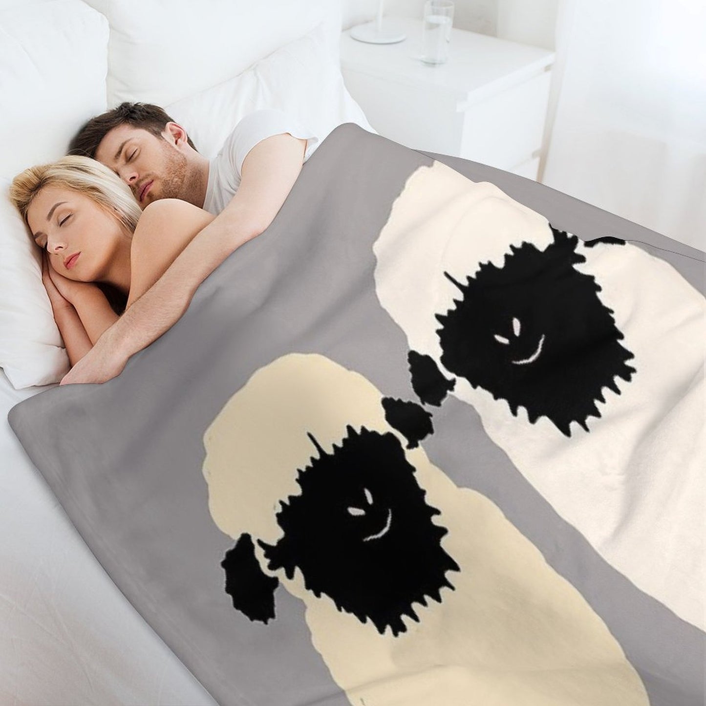 Valais Black Nose Sheep Friends Throw Blanket