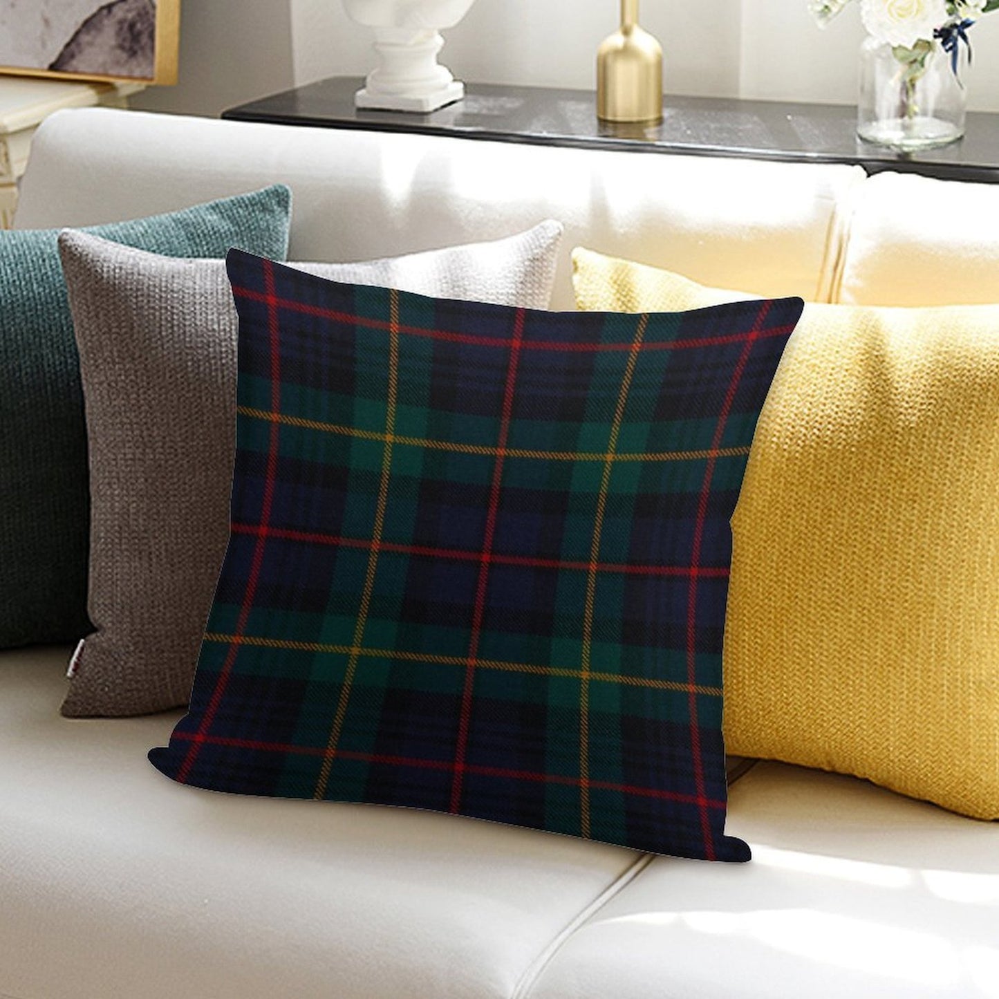 Farquharson Scottish Tartan Soft Durable Construction Throw Pillow