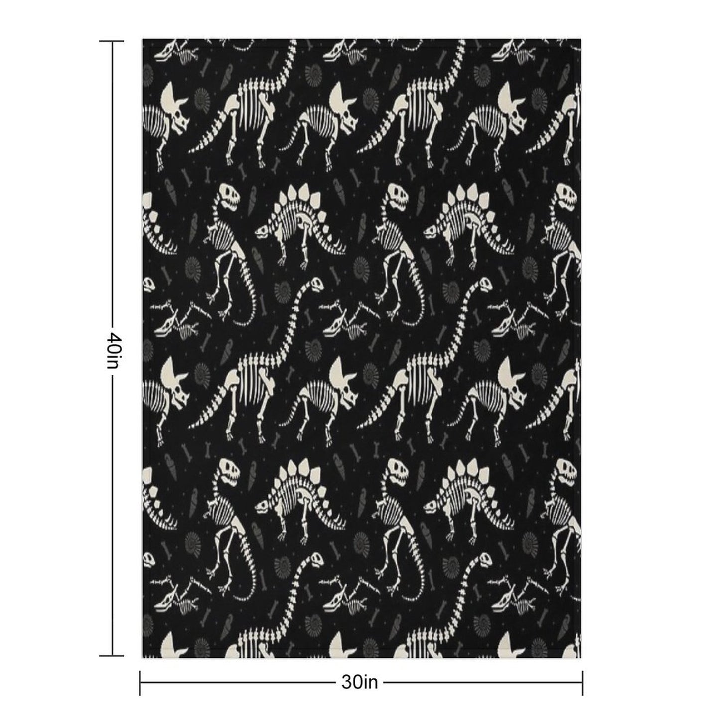 Dinosaur Fossils in Black Throw Blanket
