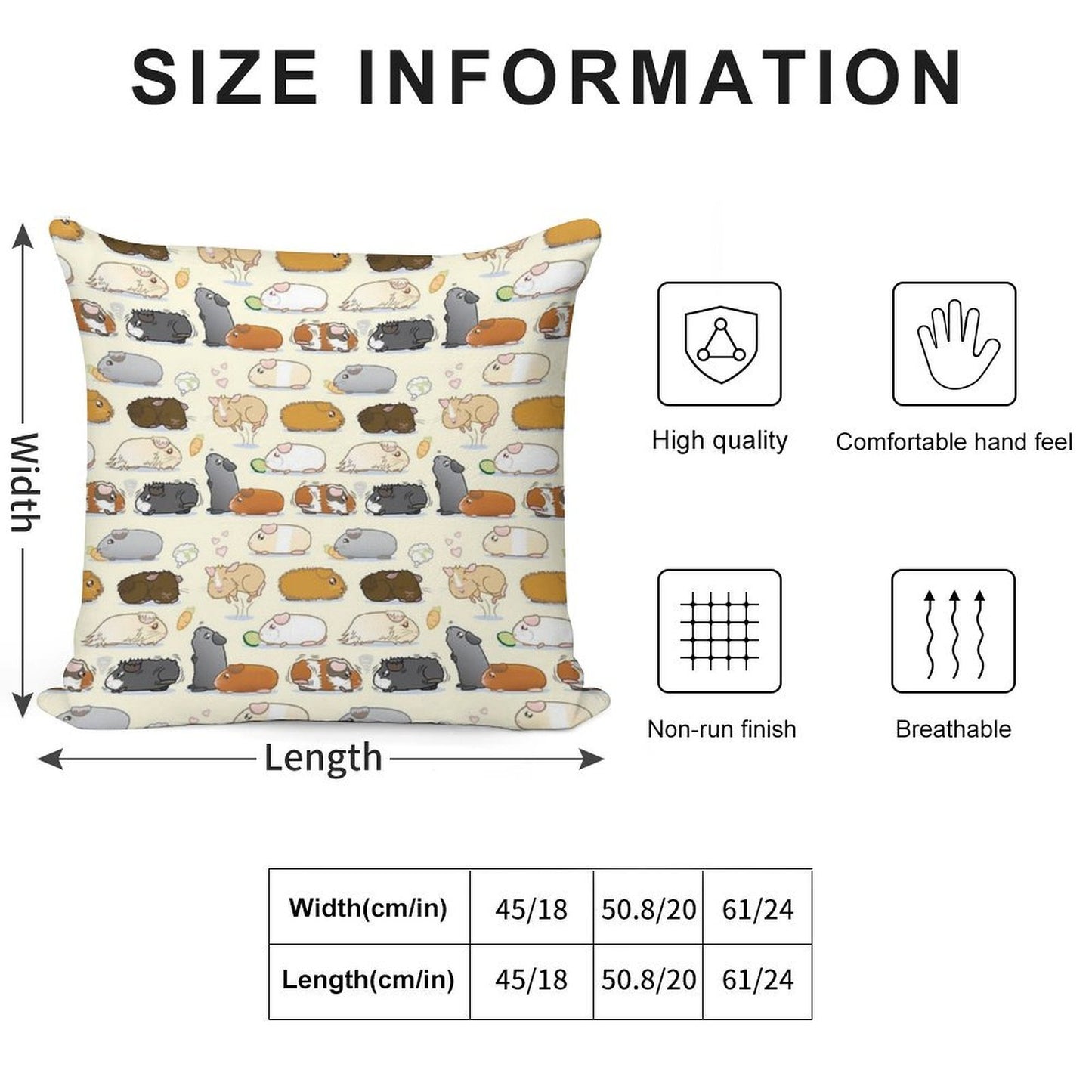 Guinea Pig Parade Soft Shrink-Resistant Throw Pillow