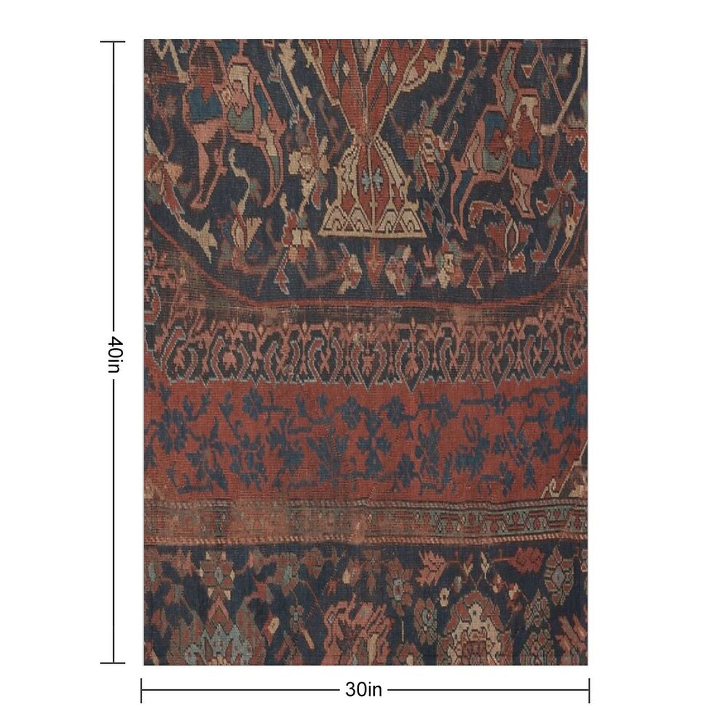 Boho Chic Dark III 17th Century Colorful Medallion Red Blue Green Brown Ornate Accent Rug Pattern Throw Blanket
