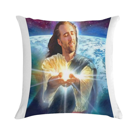 Jesus Cage Soft Skin-Friendly Throw Pillow