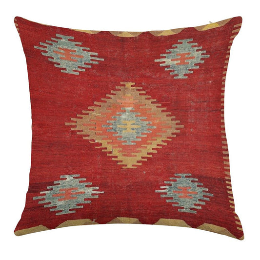 Çal  Antique Turkish Kilim Print Linen Throw Pillow Cover