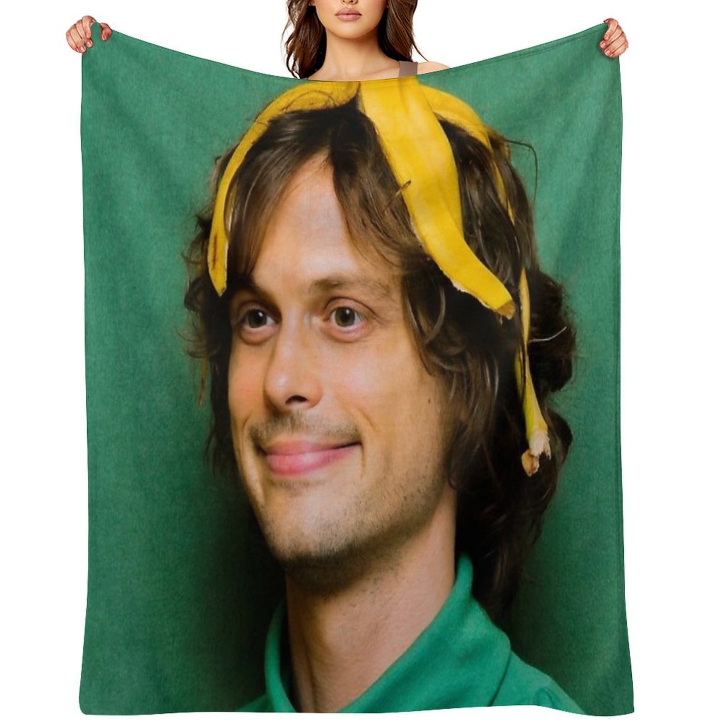 Matthew Gray Gubler with A Banana Throw Blanket