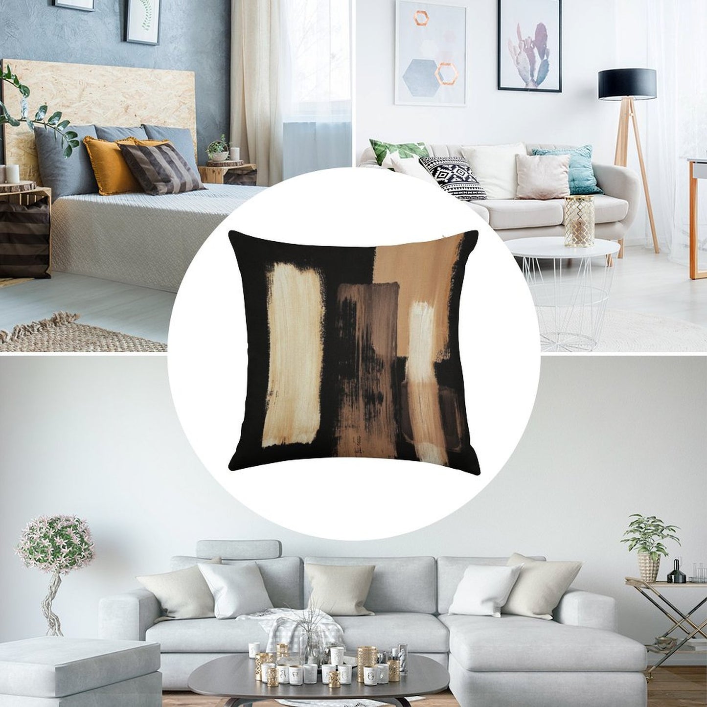 Black Brown Linen Throw Pillow Cover