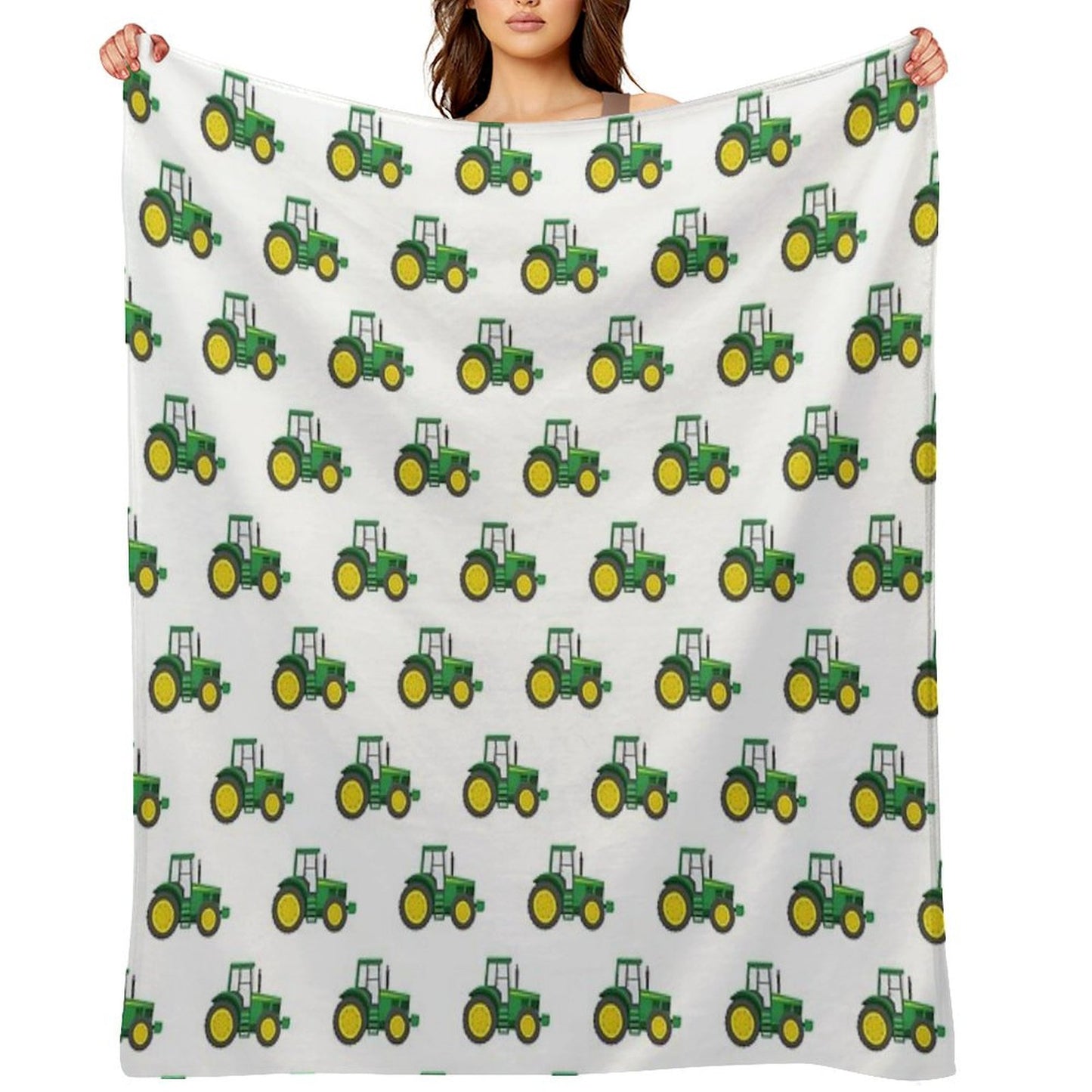 Green Tractors - Farming - Farm Themed Throw Blanket